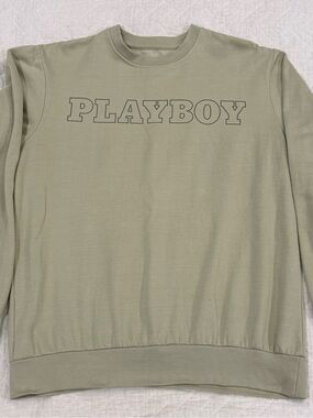 PLAYBOY Classic Logo Crewneck Sweatshirt - Light Sage Khaki Green